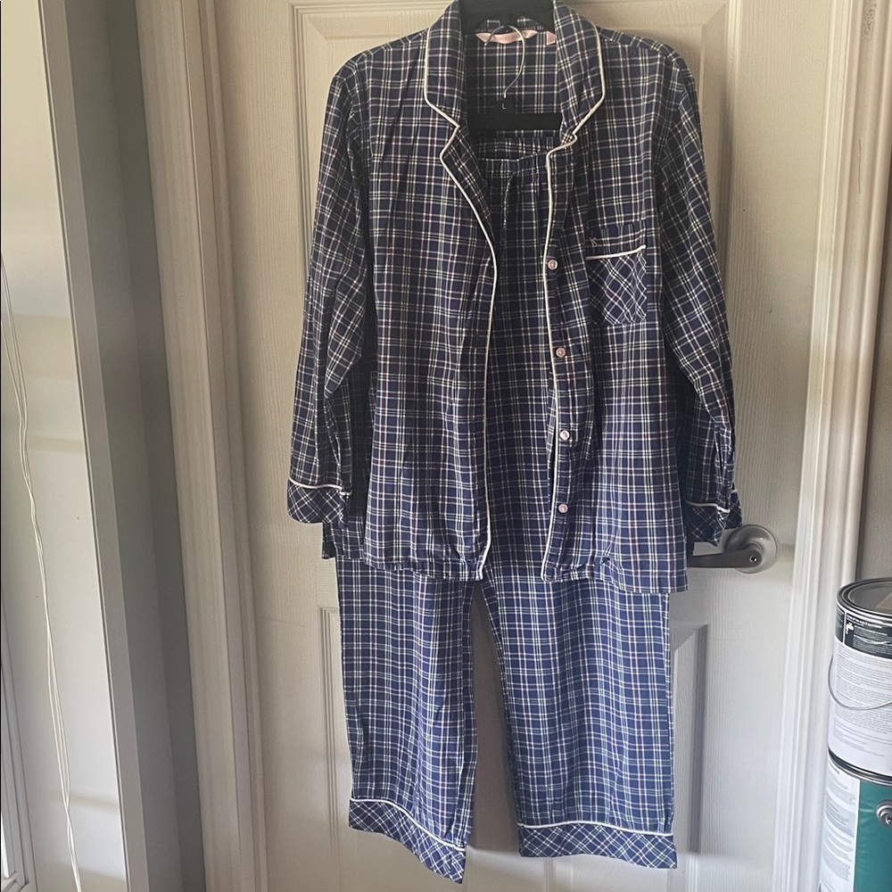 Victoria's Secret  Plaid Pajama Set - Navy and White
